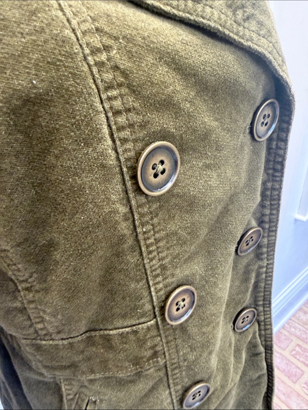 Mossimo Supply Co. Olive Green Double-Breasted Peacoat - Picture 3 of 4